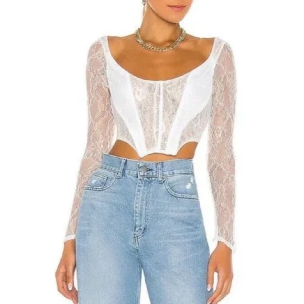 Danielle Guizio Dex Lace Corset White